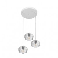 Distribuidor - Lâmpadas Diversas | Lâmpadas Modernas | PLAFON ESTELA 3XE27 BLANCO REGX36X36 CM C/TULIPAS CRISTAL TALLADO TRANSPARENTE Ref: 196883001
